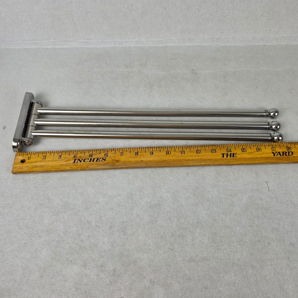 Vintage Chrome 4 Arm Swing Towel Rack 25" Wall Mount Swivel Bathroom MCM